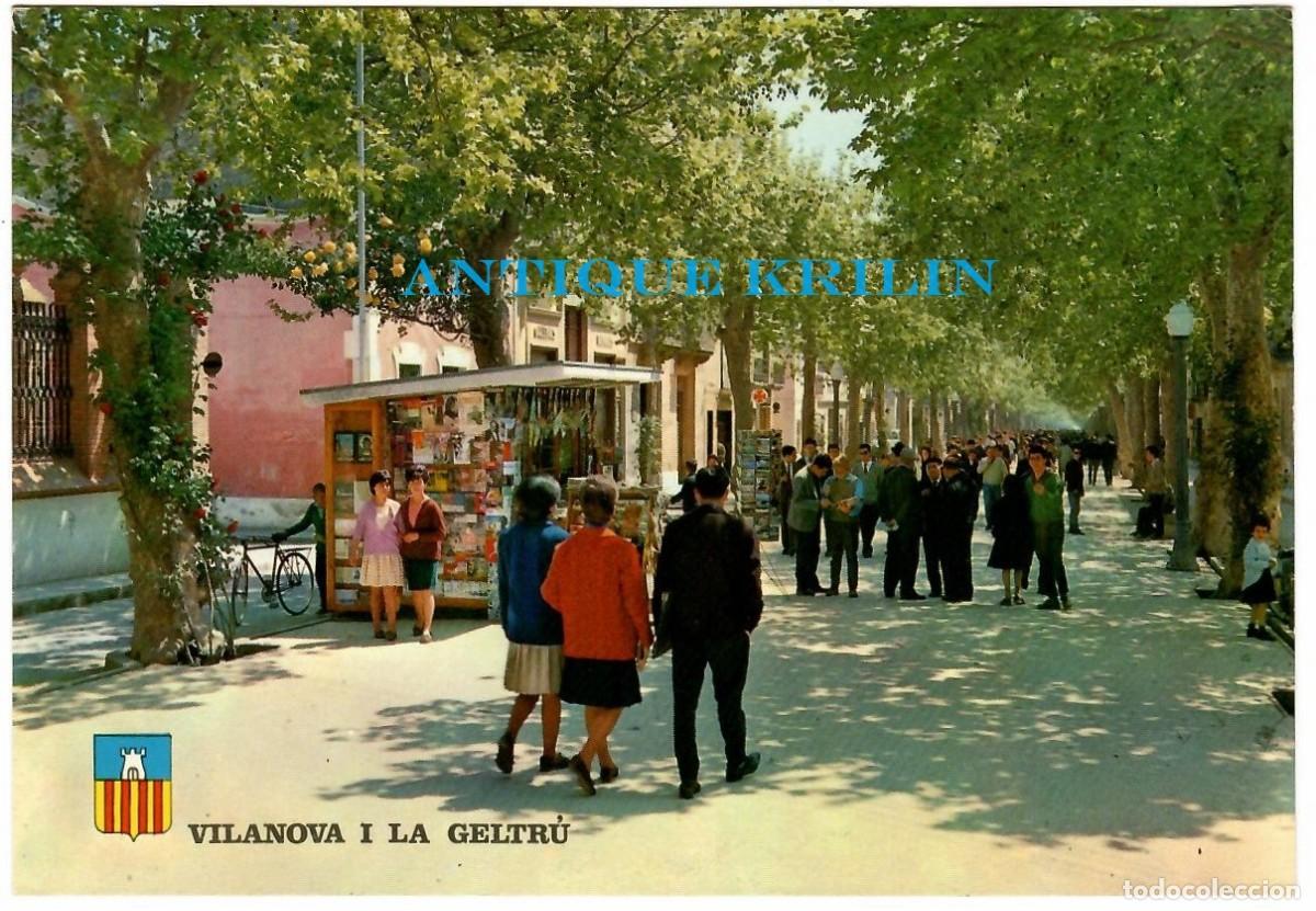 Postales: VILLANUEVA Y GELTRU N&ordm; 224 RAMBLA DEL CAUDILLO / EDICION SALVAT - KIOSCO / SIN FRANQUEAR