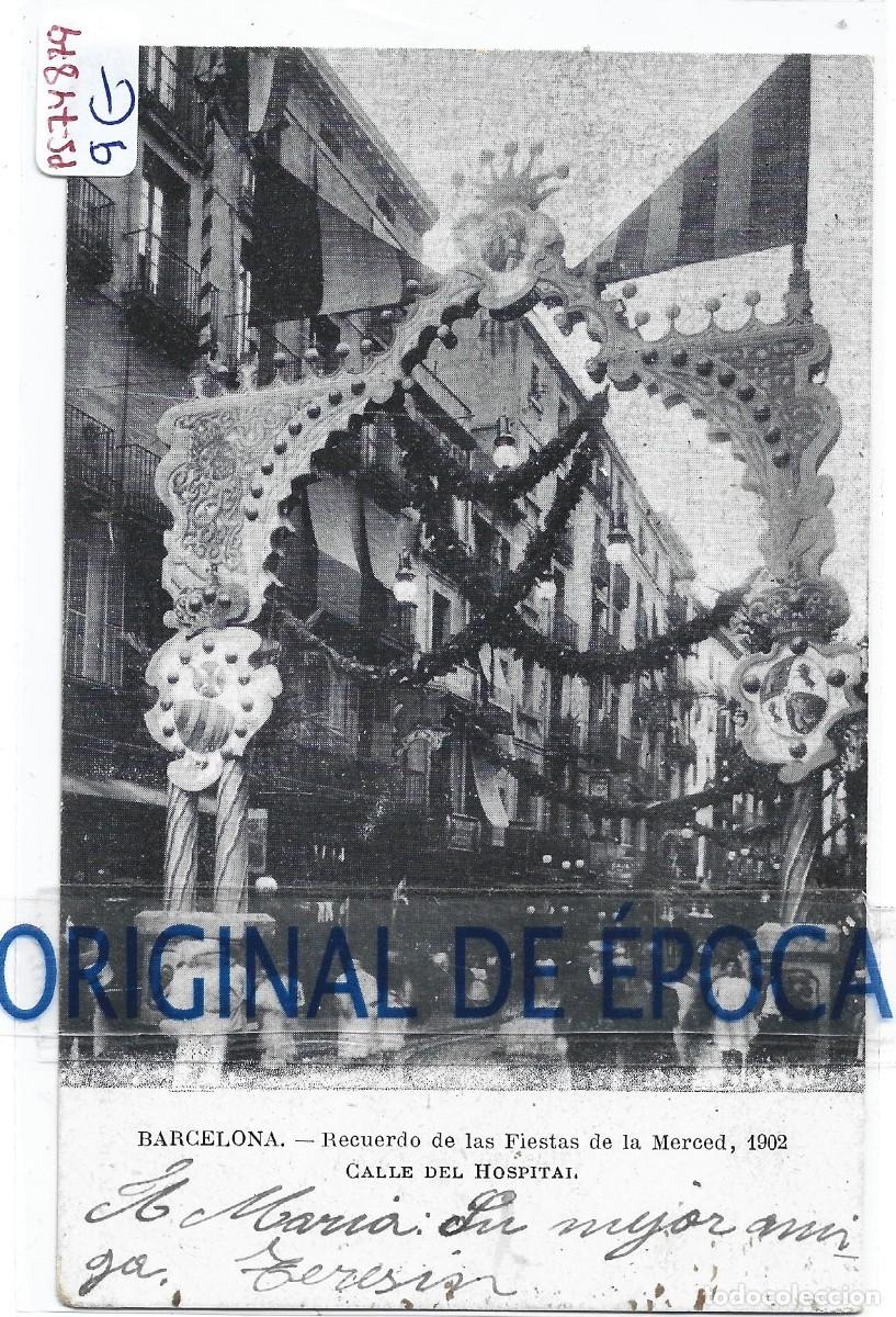 Postales: (PS-74879)POSTAL DE BARCELONA-RECUERDO DE LAS FIESTAS DE LA MERCED 1902.CALLE DE HOSPITAL