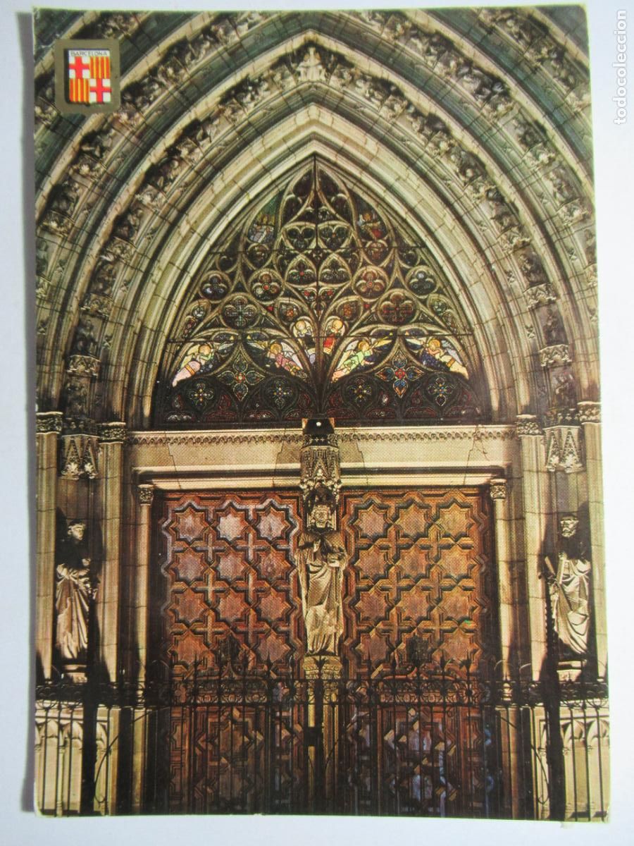 Postales: Barcelona - Puerta de la Catedral - Foto 1