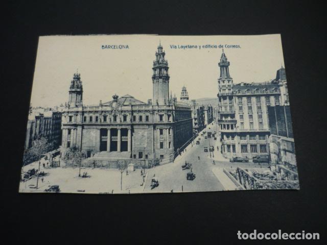 Postales: BARCELONA VIA LAYETANA Y EDIFICIO DE CORREOS - Foto 1