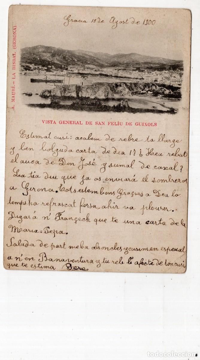 Postales: SAN FELIU DE GUIXOLS. VISTA GENERAL. 1900 SELLO PEL&Oacute;N