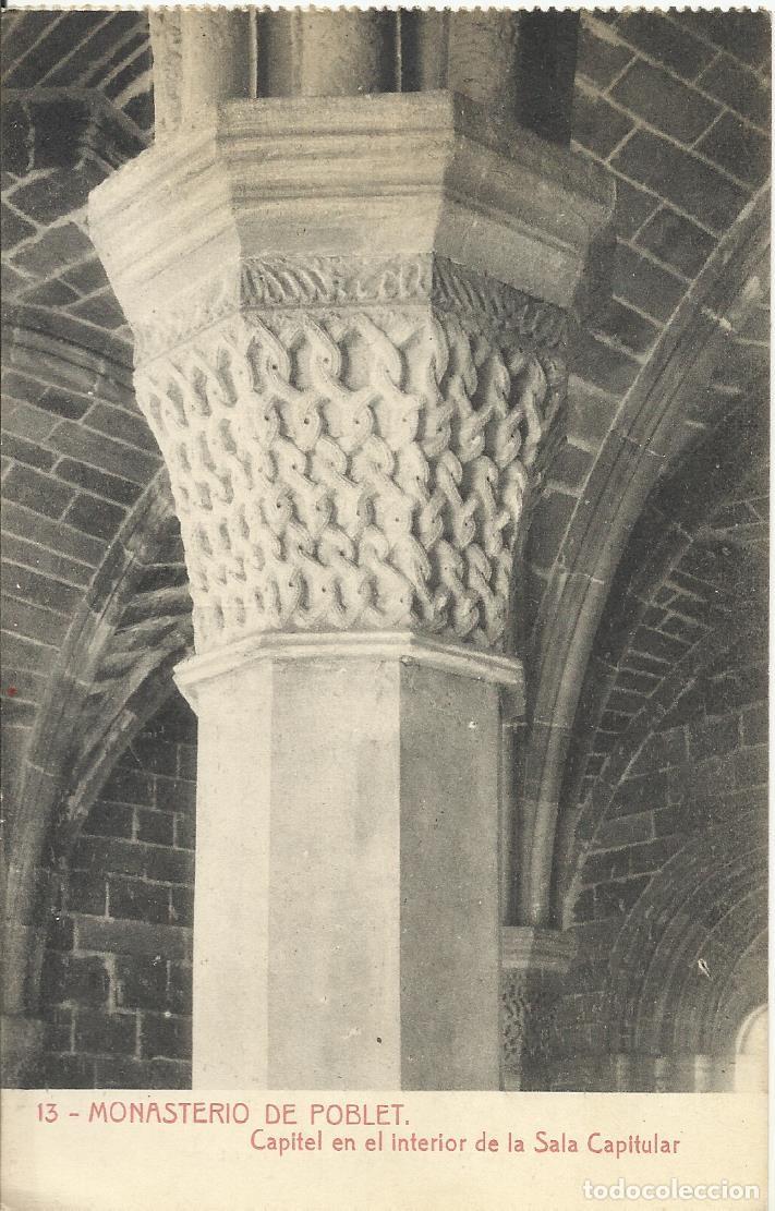 Postales: Postal. Monasterio de Poblet. 13. Capitel en el interior de la Sala Capitular. Thomas. 9x14 cm. - Foto 1