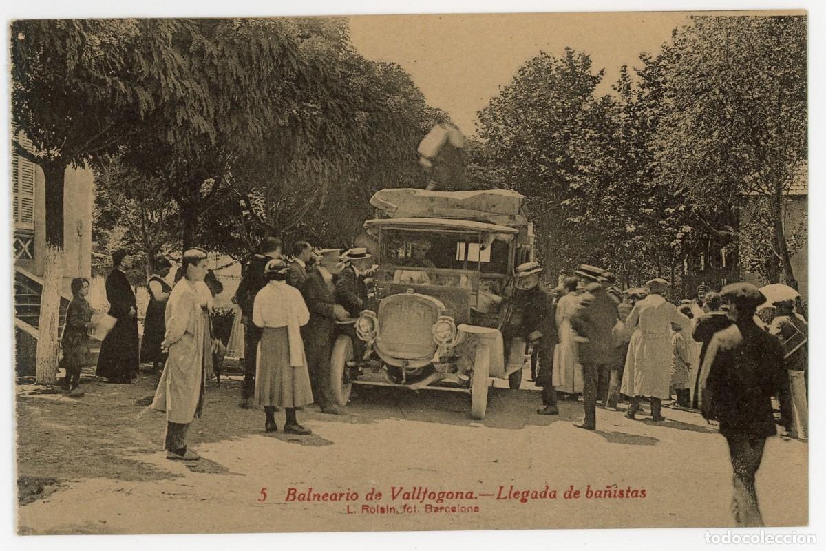 Postkarten: a09694 balneario de vallfogona llegada de ba&ntilde;istas roisin n&ordm;5 sc animada automovil