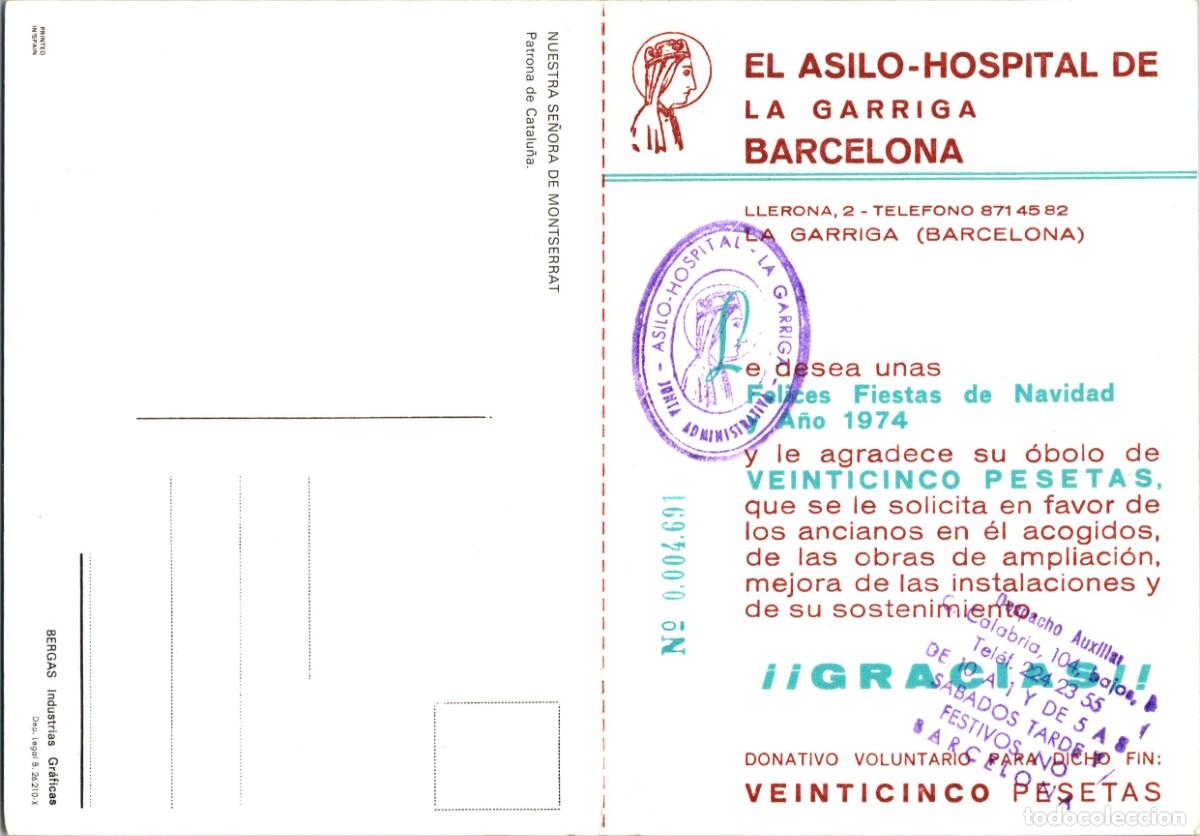 Postkarten: La Garriga-El Asilo Hospital desea Felices Fiestas Navidad 1974-&Oacute;bolo de 25 ptas-Sellos Asilo/Despac