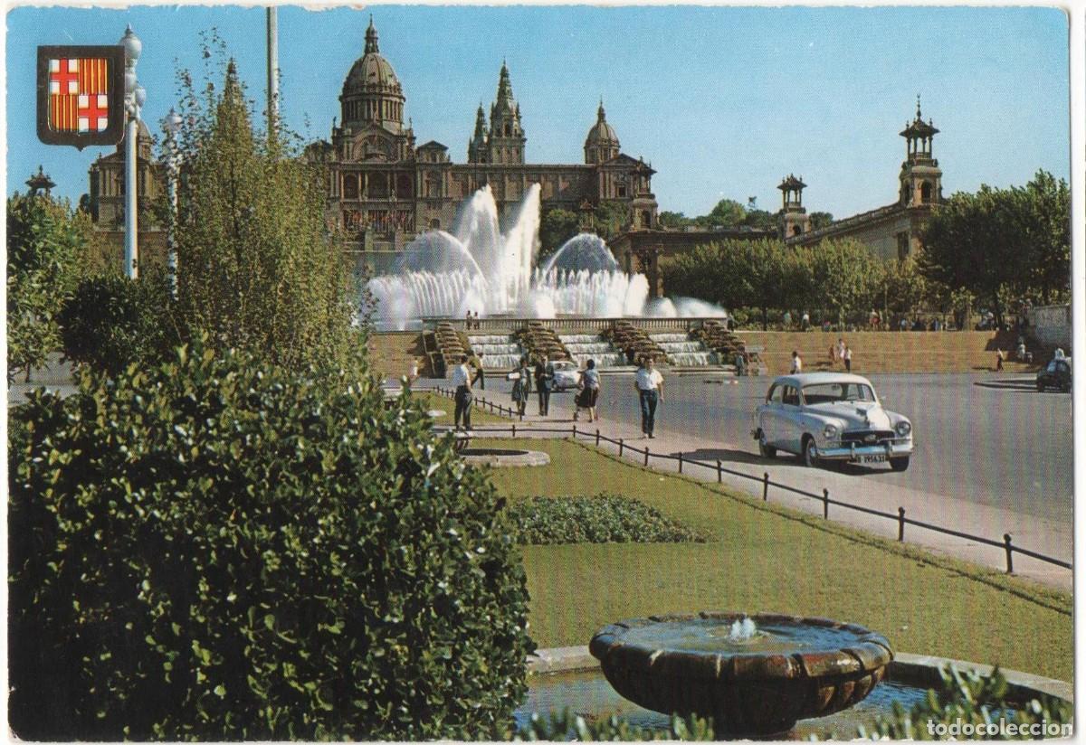 Postais: Barcelona-Fuente y Palacio de Montjuich -escrita--