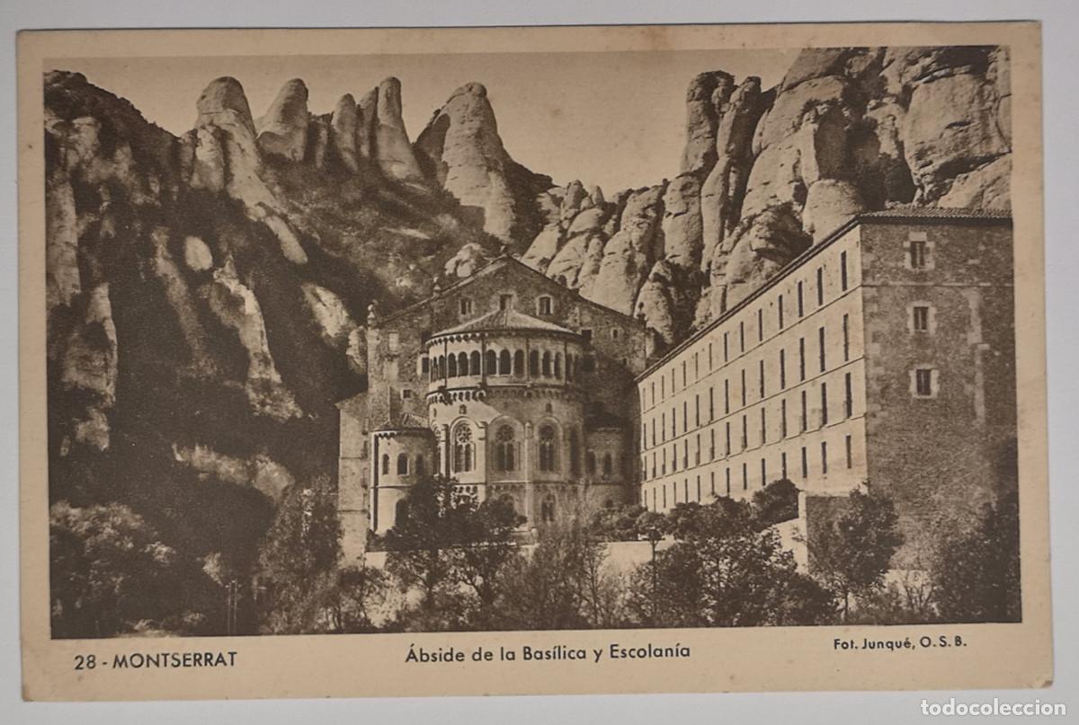 Postales: POSTAL NO CIRCULADA - MONTSERRAT 28 - &Aacute;bside de la Bas&iacute;lica y Escolan&iacute;a - Foto Junqu&eacute; - Hueco MUMBR&Uacute;