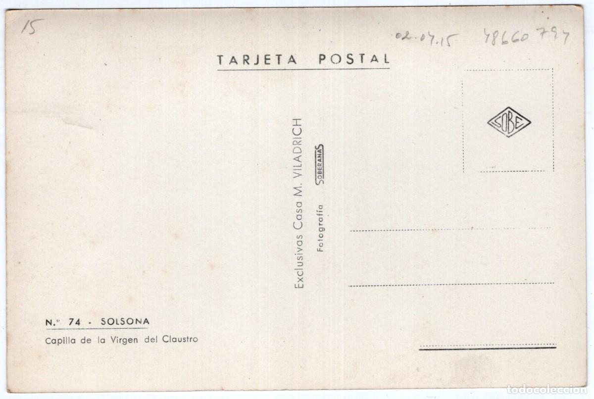 Postales: solsona. 74 capilla virgen del claustro. viladrich - Foto 2