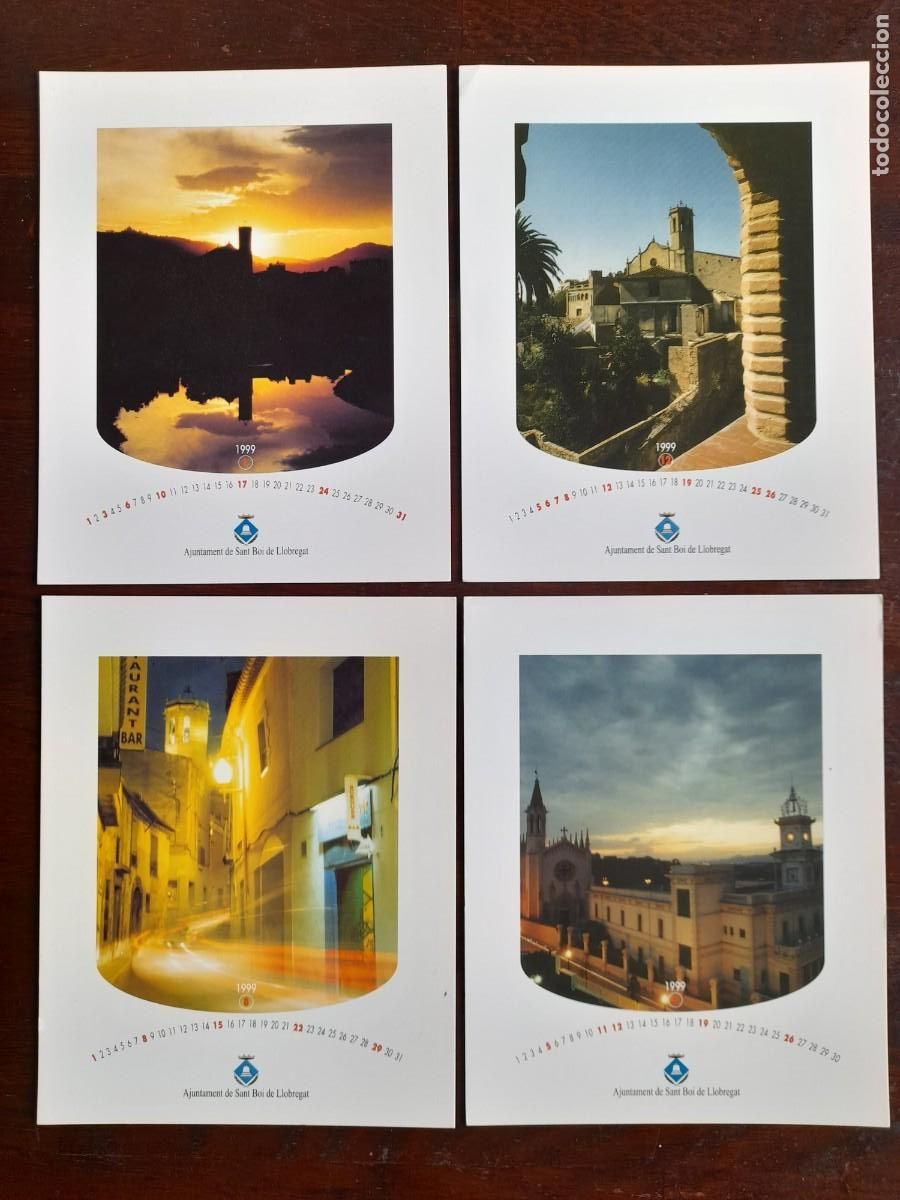 Postcards: Una postal silueta Sant Boi de Llobregat reflejada en el rio Llobregat, 4 tarjetas a elegir