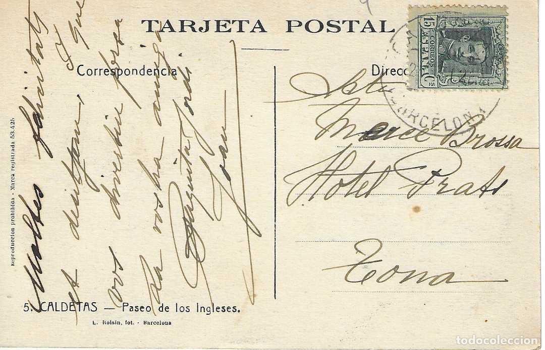 Postales: CALDETAS - PASEO DE LOS INGLESES - CIRCULADA - Foto 2