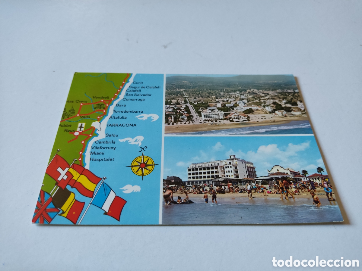 Postales: Postal Comarruga banderas playa - Foto 1