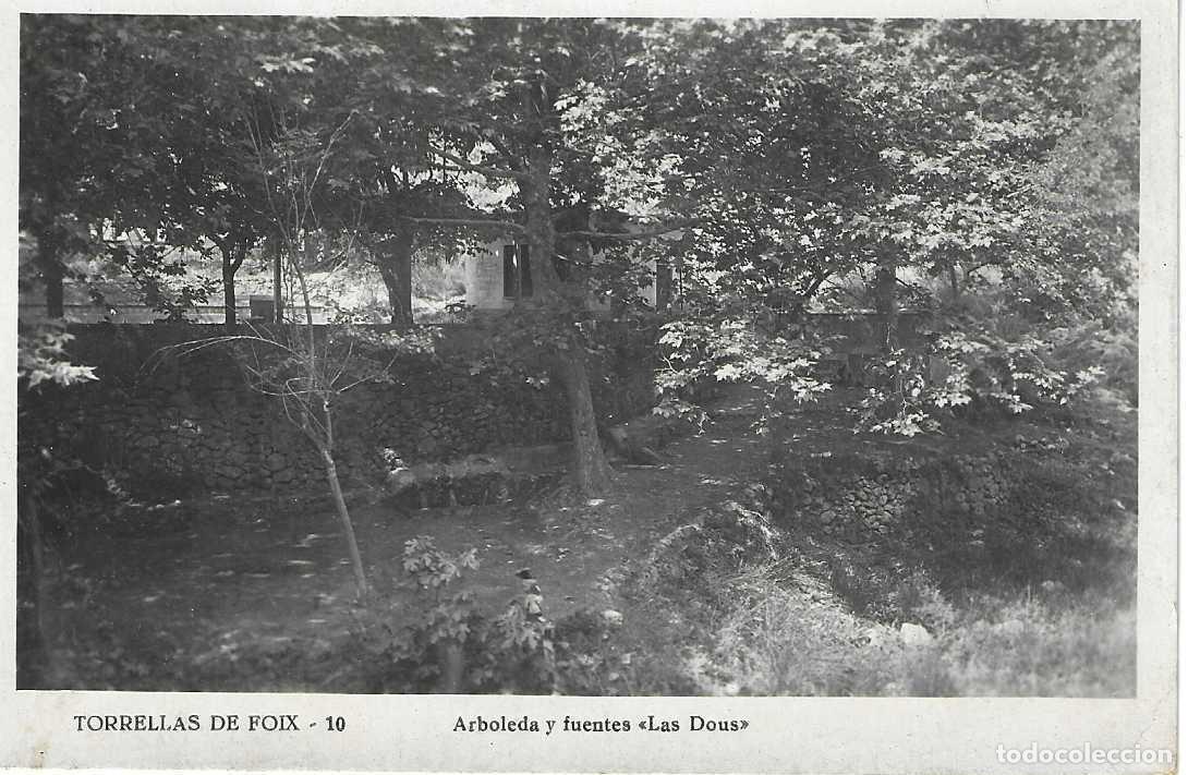 Postais: TORRELLAS DE FOIX - 10. ARBOLEDA Y FUENTES LAS DOUS - CIRCULADA 1909