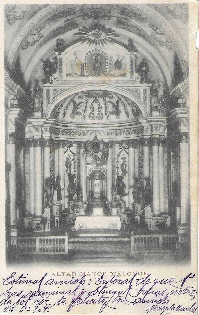 Postales: GERONA - ALTAR MAYOR, CALONGE - CIRCULADA 1909 - Foto 1