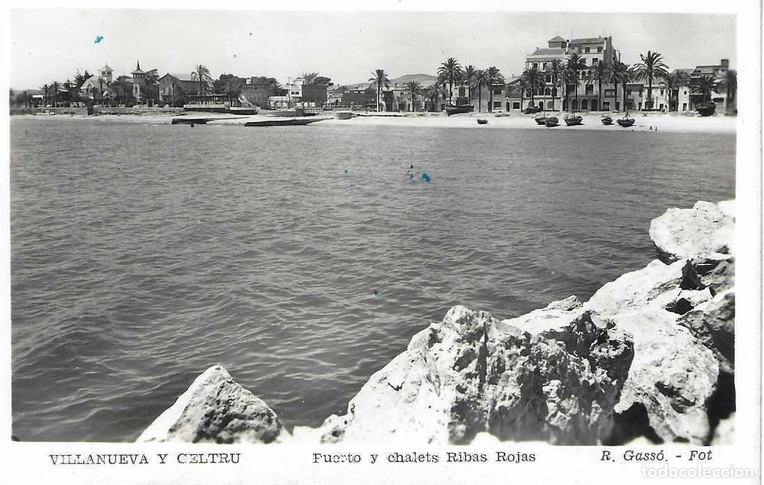 Postkarten: VILLANUEVA Y GELTRU - PUERTO Y CHALETS RIBAS ROJAS - R. GASS&Oacute; FOT. - ESCRITA 1953
