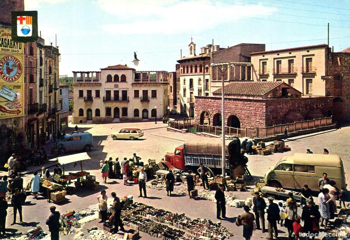 Postales: CALDAS DE MONTBUY-PLAZA ESPA&Ntilde;A-MERCADO-TERMAS ROMANAS-A&Ntilde;O 1964