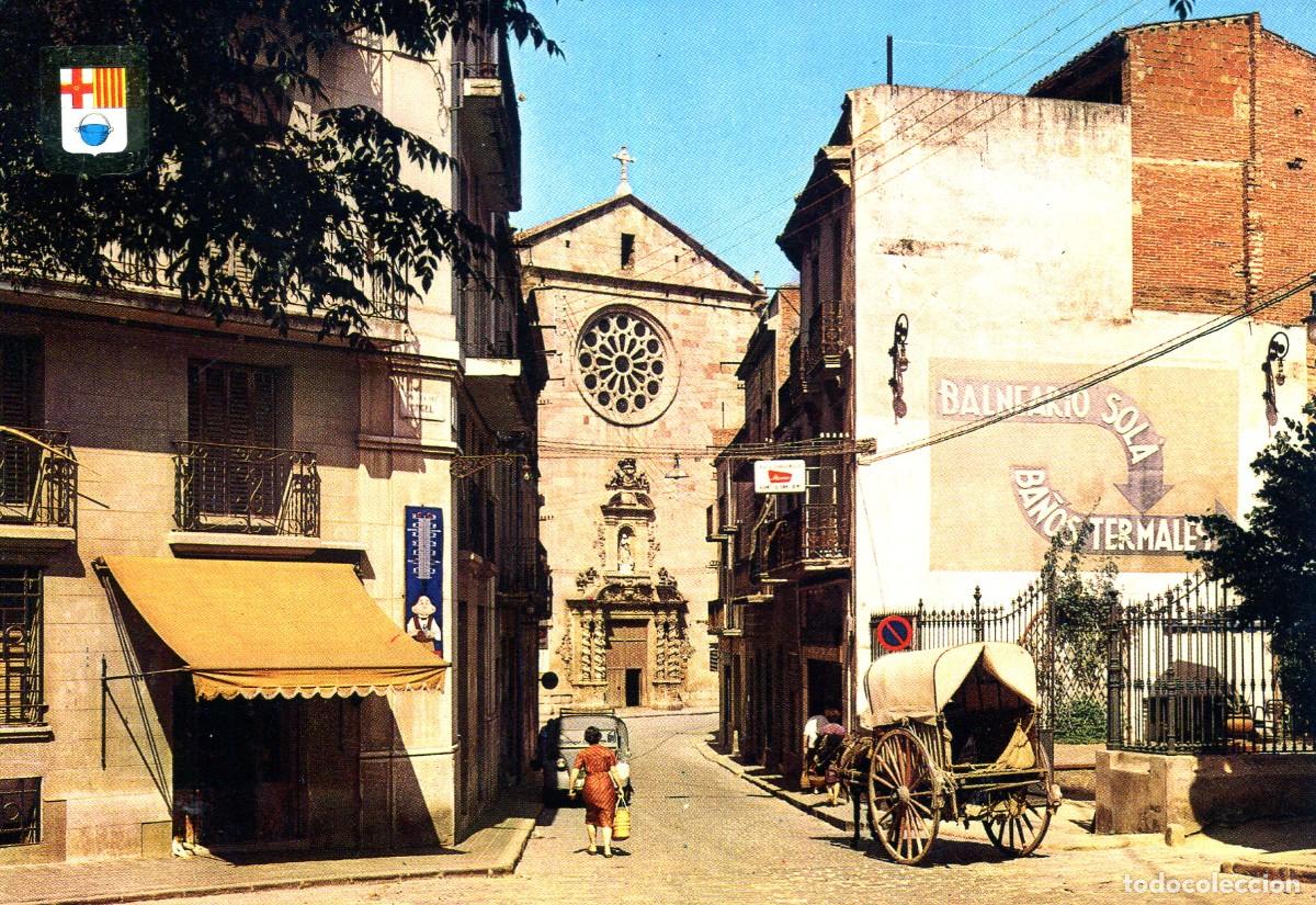 Postkarten: CALDAS DE MONTBUY-BALNEARIO SOL&Aacute;-FACHADA IGLESIA-A&Ntilde;O 1966
