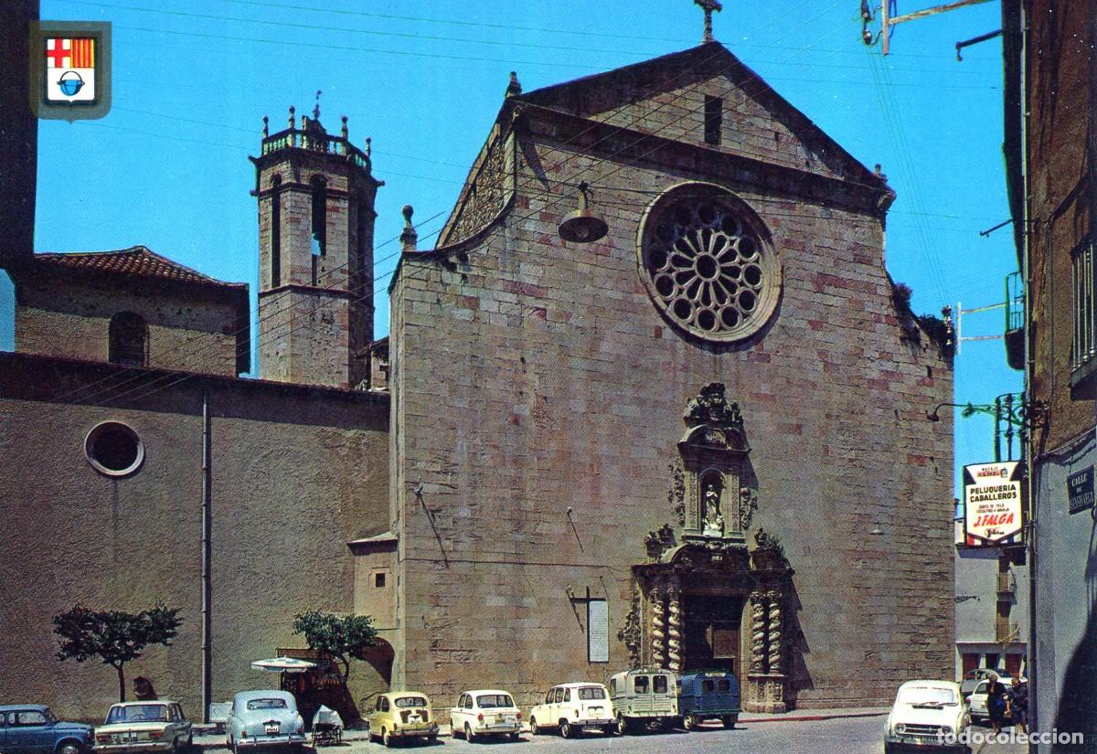 Postkarten: CALDAS DE MONTBUY-IGLESIA PARROQUIAL-FACHADA CON LAPIDA Y CRUZ POR LOS CAIDOS-A&Ntilde;O 1969