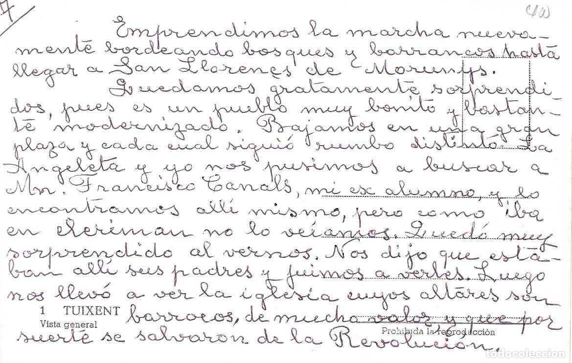 Postales: TUIXENT - 1. VISTA GENERAL - ESCRITA - Foto 2