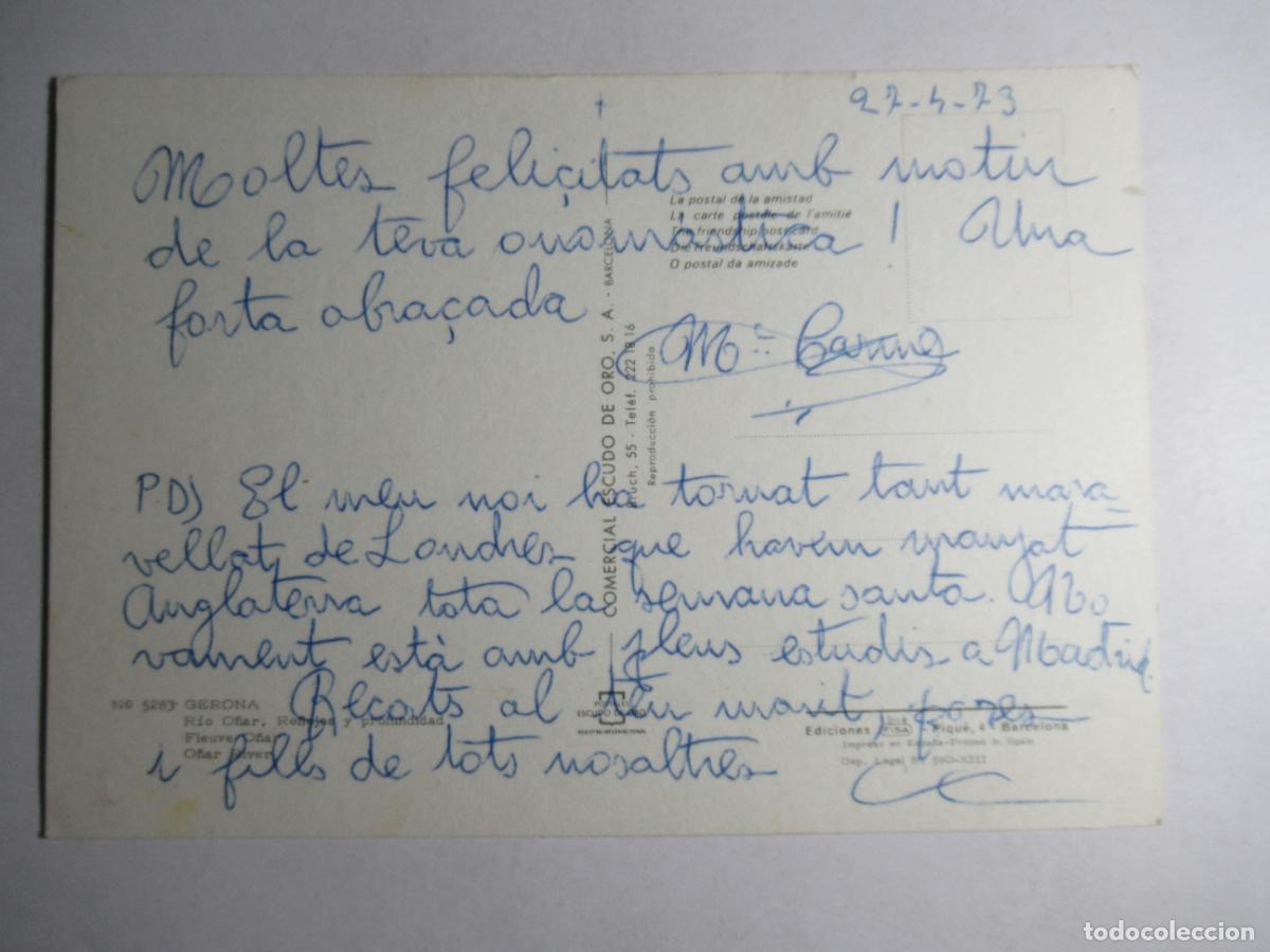 Postales: Gerona - R&iacute;o O&ntilde;ar - Escrita - Foto 2