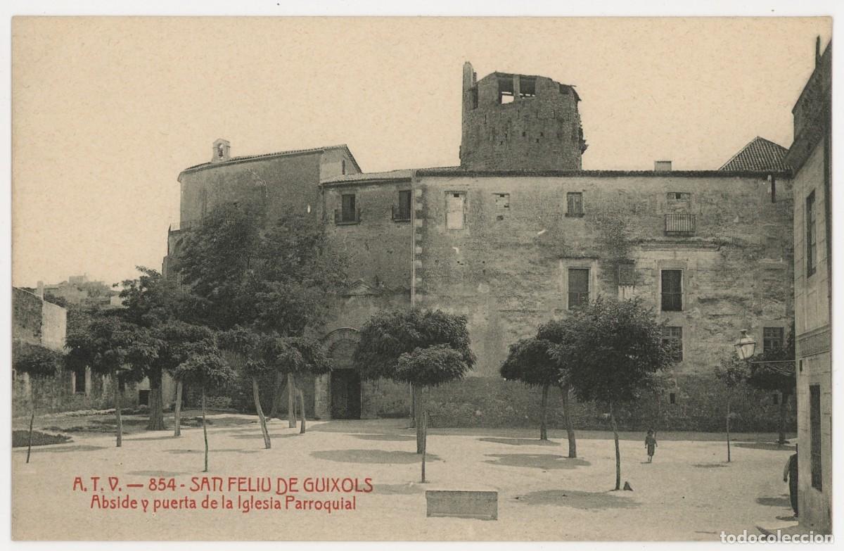 Postcards: a10157 sant feliu de guixols abside y puerta de la iglesia parroquial atv n&ordm;854 sc
