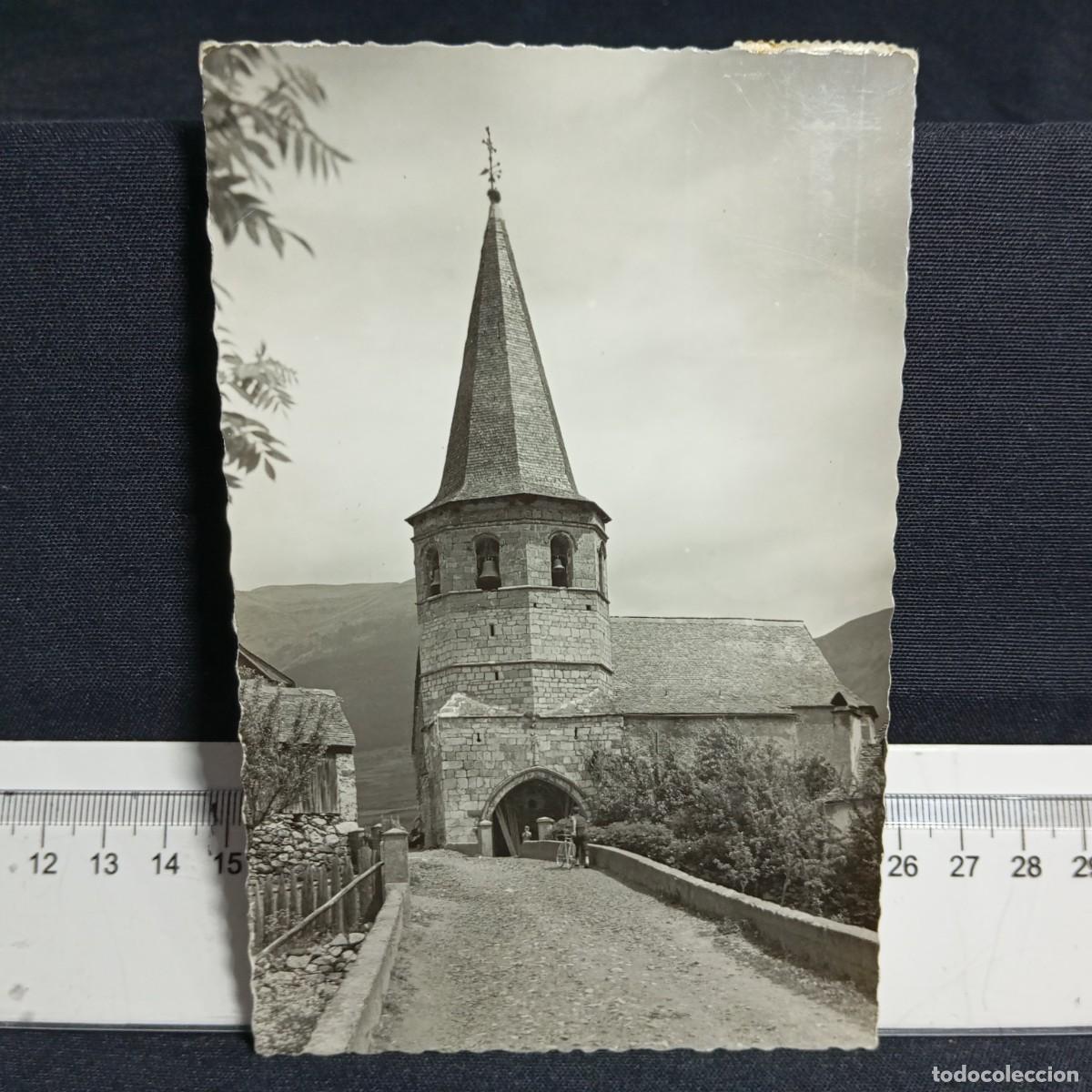Cartoline: ⚜️ &Ntilde;03X5. Postal Valle de Ar&aacute;n, Gausach, Torre iglesia parroquial, 1958