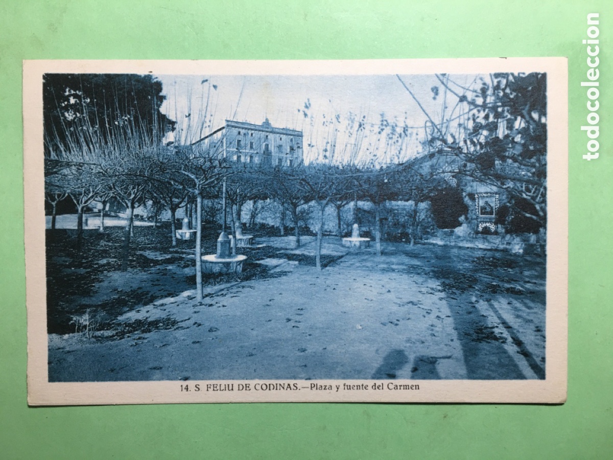 Postales: ANTIGUA B/N ESCRITA S. FELIU DE CODINAS 14 PLAZA Y FUENTE DEL CARMEN