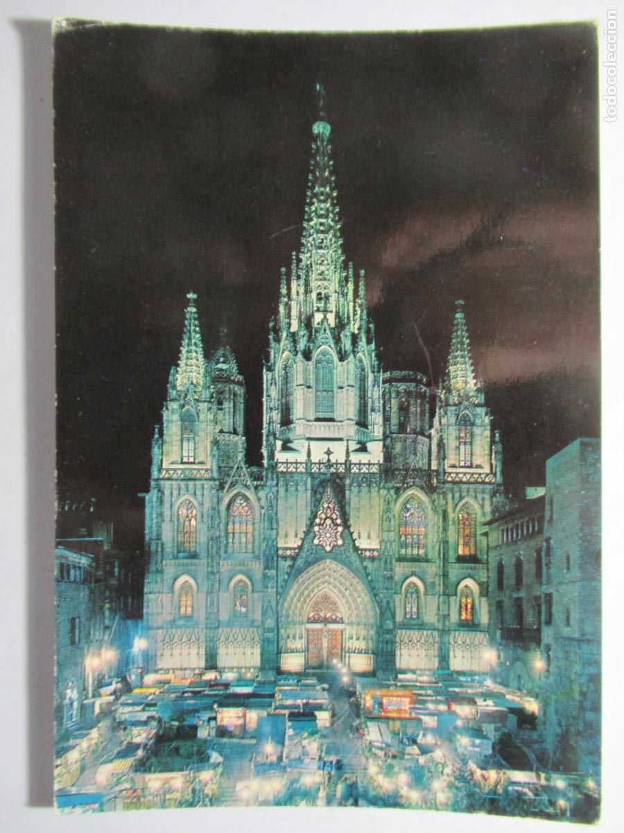 Postales: Barcelona - Catedral de noche - Foto 1