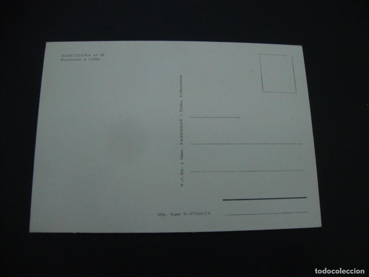 Postales: POSTAL BARCELONA SIN CIRCULAR MONUMENTO A COLON - Foto 2