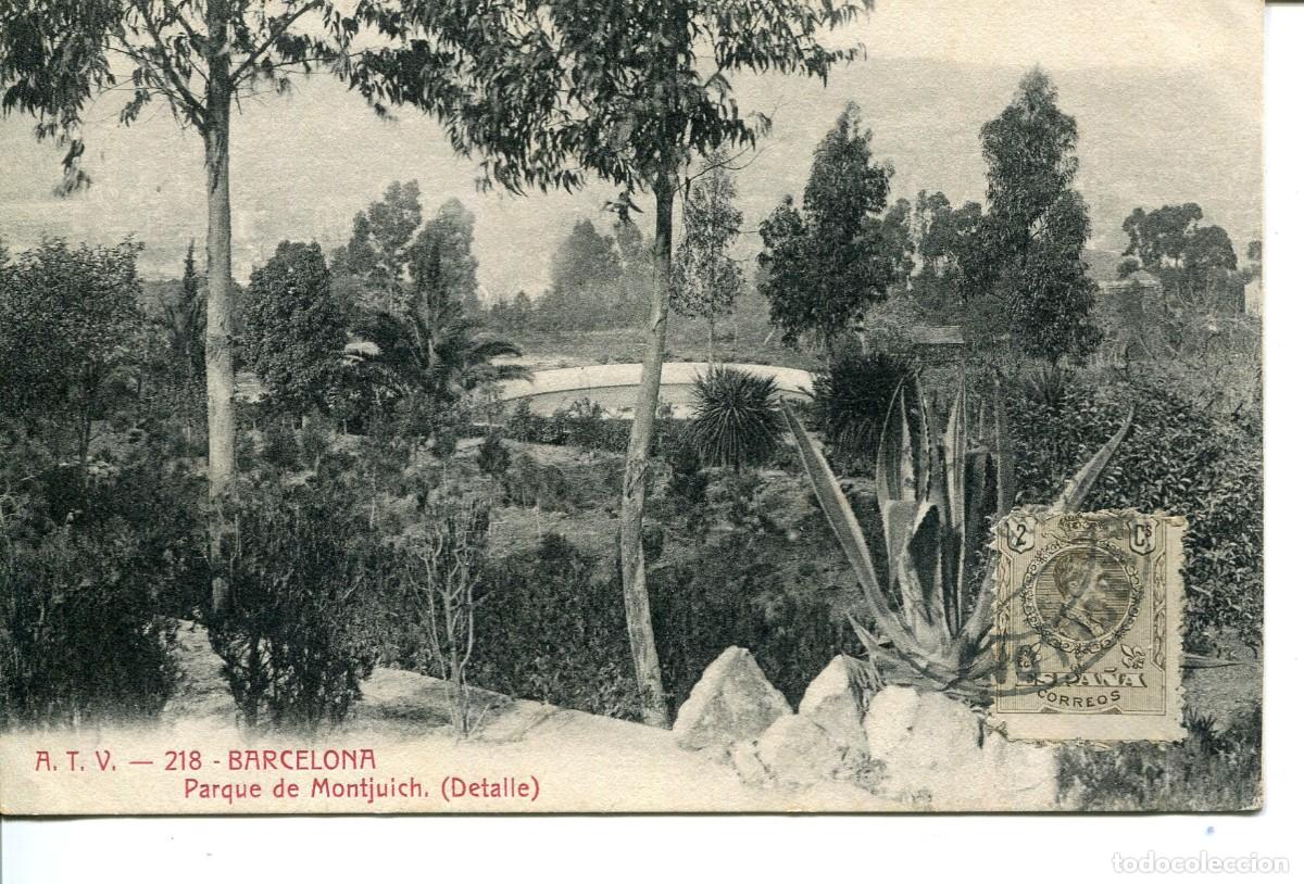 Postales: BARCELONA-PARQUE DE MONTJUICH-DETALLE- A T V-218