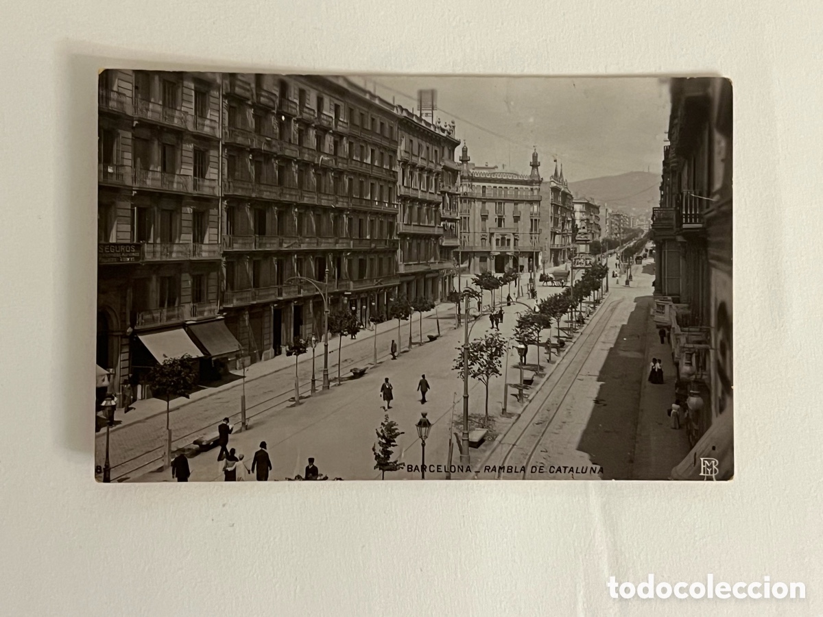 Postkarten: BARCELONA. Postal fotogr&aacute;fica Rambla de Catalu&ntilde;a .. Fot&oacute;grafo M y B.. (a.1908) circulada