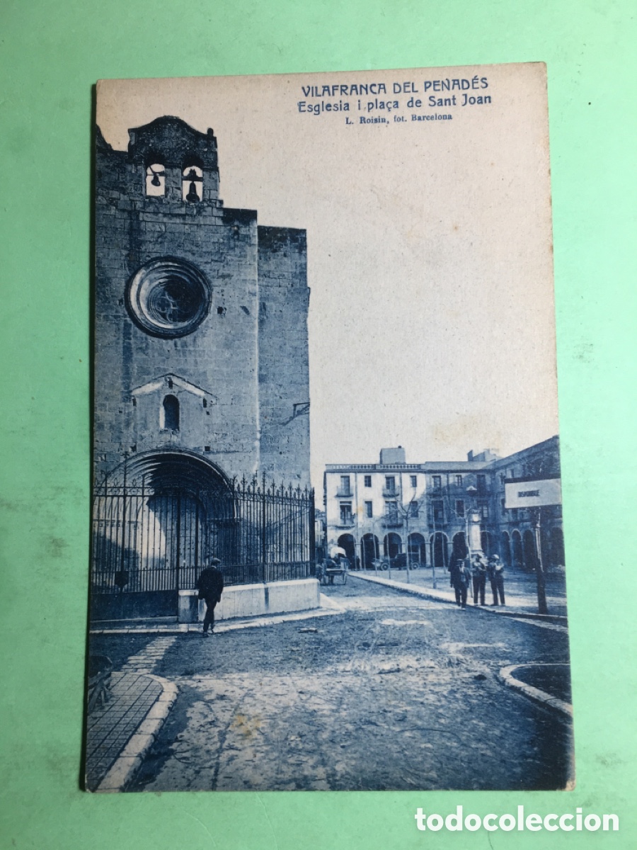 Postales: ANTIGUA B/N S/C VILAFRANCA DEL PENED&Egrave;S ESGLESIA I PLA&Ccedil;A SANT JOAN ROISIN R1529
