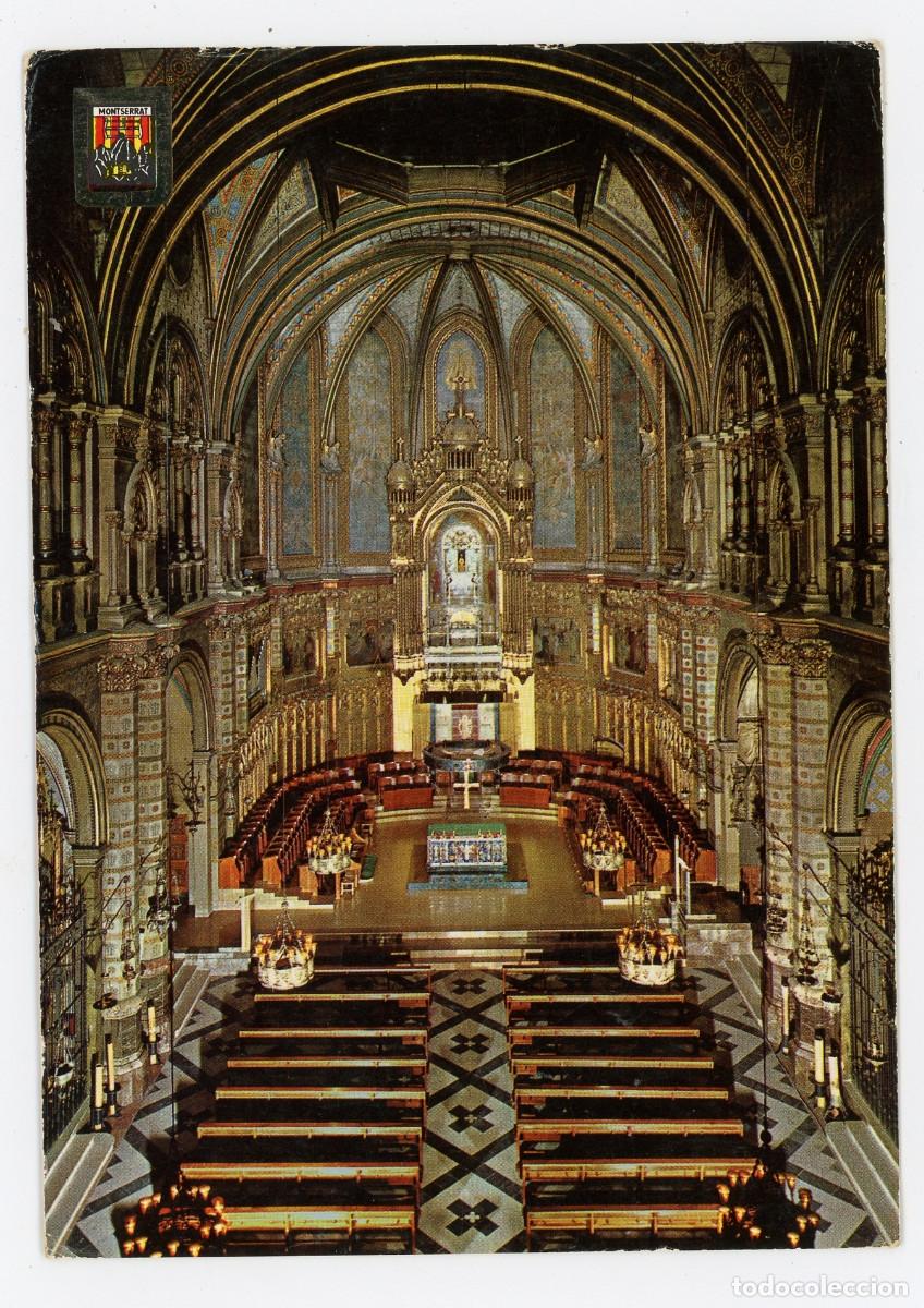 Postais: m10255 Montserrat interior de la basilica 1964 escudo de oro n&ordm;65 escrita