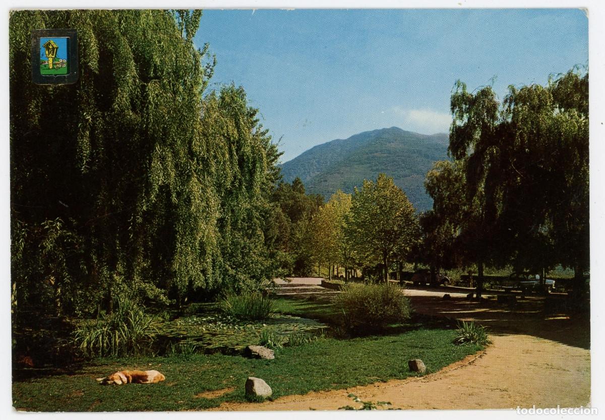 Postais: m10396 Sant Bernat Del Montseny Jardines Del Hotel Al Fondo El Turo Del Home 1968 Escudo circulada