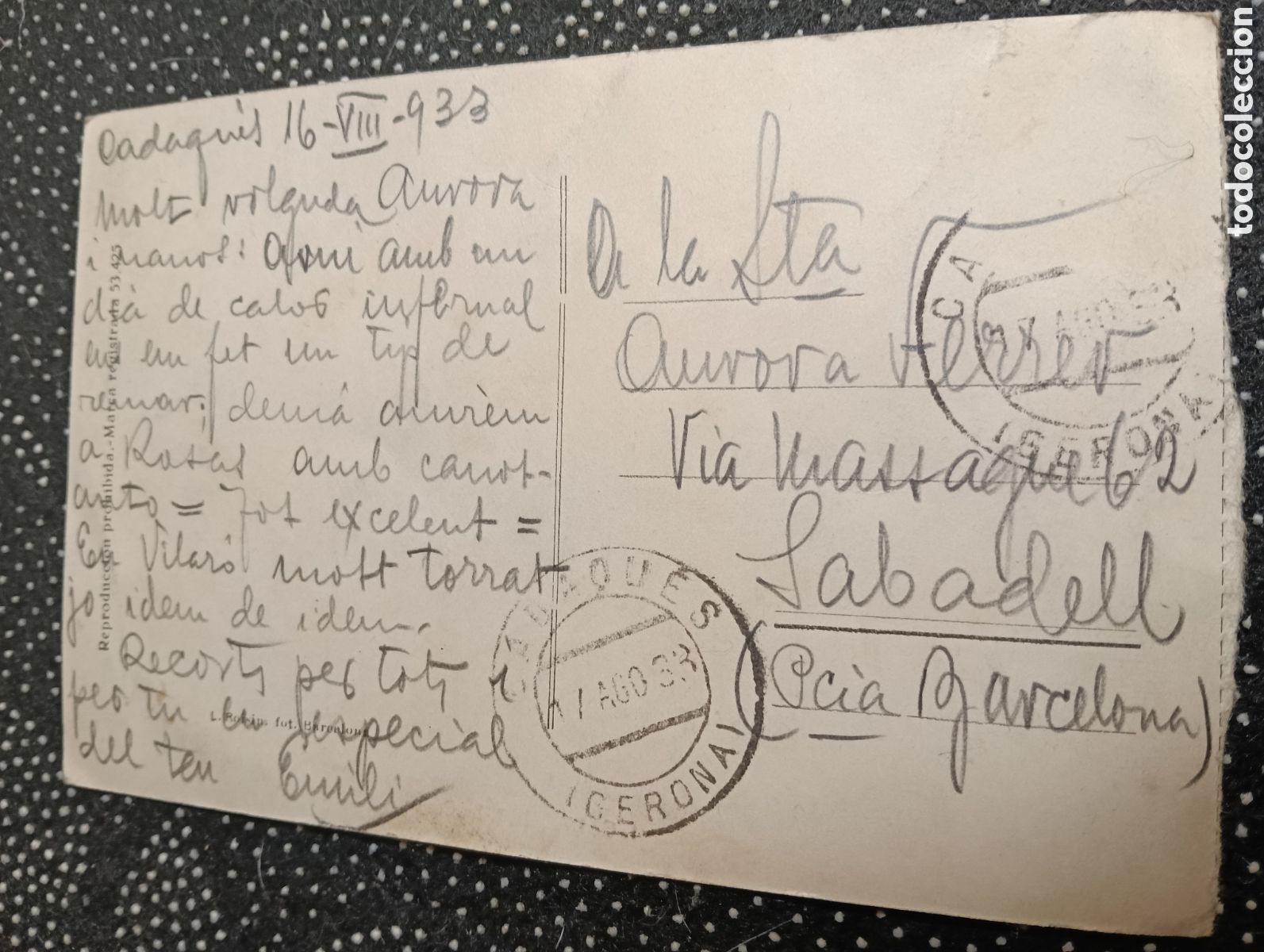 Postales: Antigua postal de Cadaqu&eacute;s La Conca escrita - Foto 2