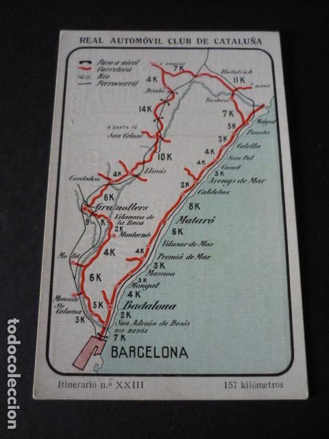 Cartoline: REAL AUTOMOVIL CLUB DE CATALU&Ntilde;A TARJETA ITINERARIO