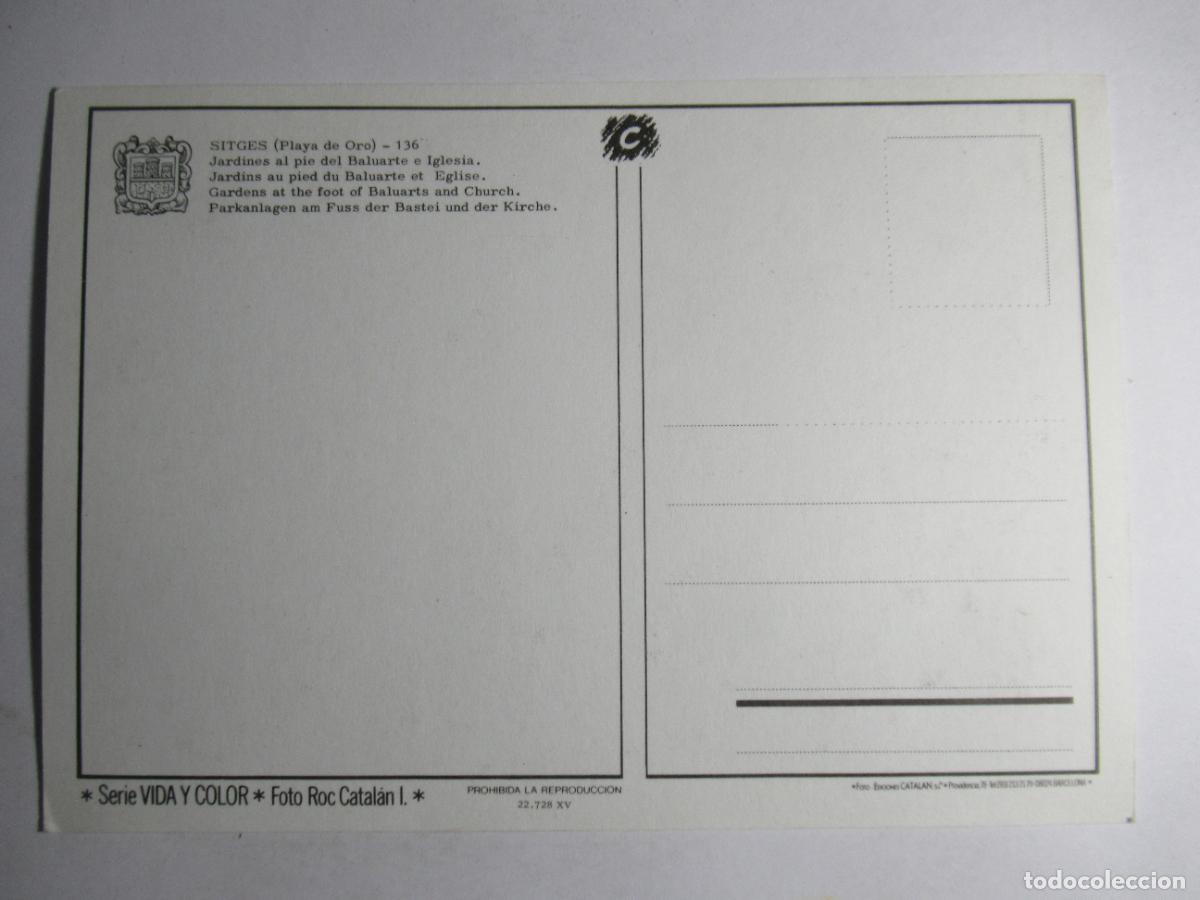 Postales: Sitges (Barcelona) - Jardines al pie del Baluarte e Iglesia - Foto 2