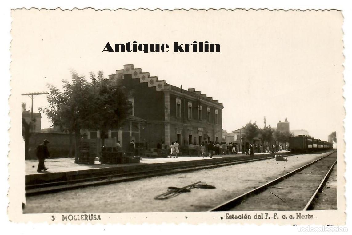 Postales: MOLLERUSA N&ordm; 3 ESTACION DEL F.F. C.C. NORTE / EDICION FOTO CALAFELL / SIN FRANQUEAR PERO ESCRITA