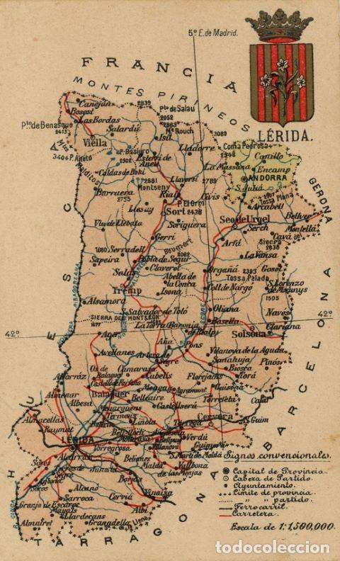 Postales: a10451 Lleida Mapa reverso en blanco - Foto 1
