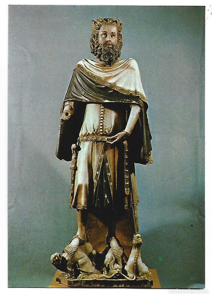 Postcards: CARLES MAGNE - ESCULTURA GOTICA- S.XIV / STATUE OF CHARLEMAGNE.- CATEDRAL DE GIRONA