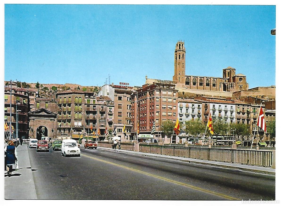 Postais: PUERTA DEL PUENTE, AL FONDO, LA SEO ANTIGUA.- LERIDA