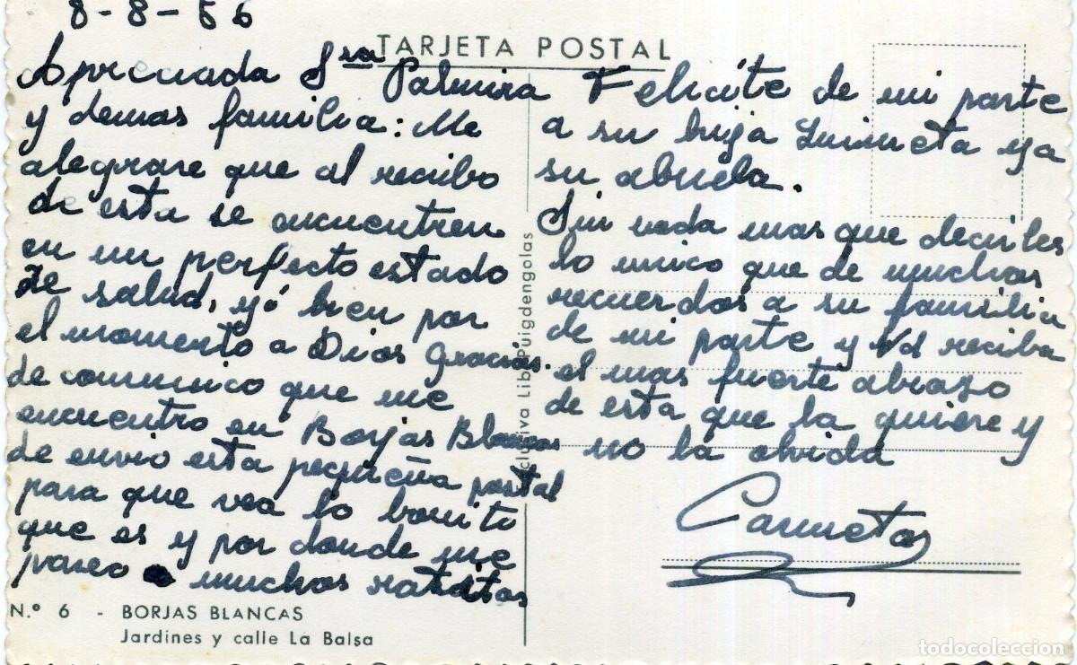 Postales: BORJAS BLANCAS - JARDINES Y CALLE LA BALSA - Foto 2