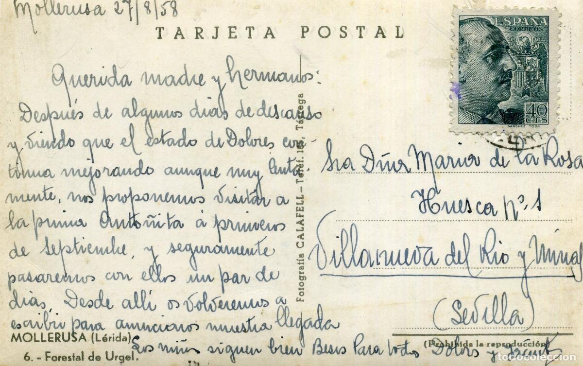 Postales: MOLLERUSA - FORESTAL DE URGEL - Foto 2