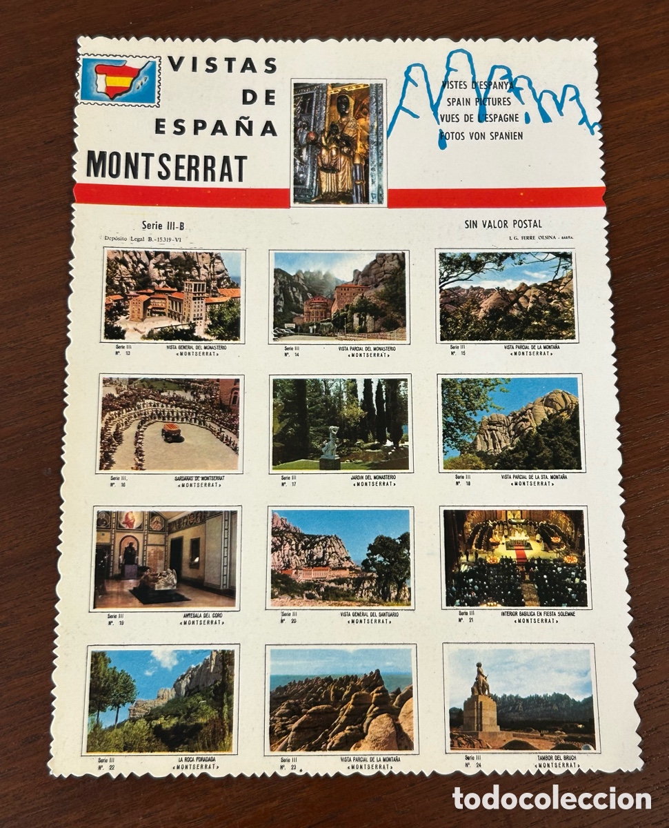 Postales: TARJETA POSTAL GRANDE. VISTAS DE ESPA&Ntilde;A. MONTSERRAT. SERIE III A. QUINCOCES. A&Ntilde;OS 60/70