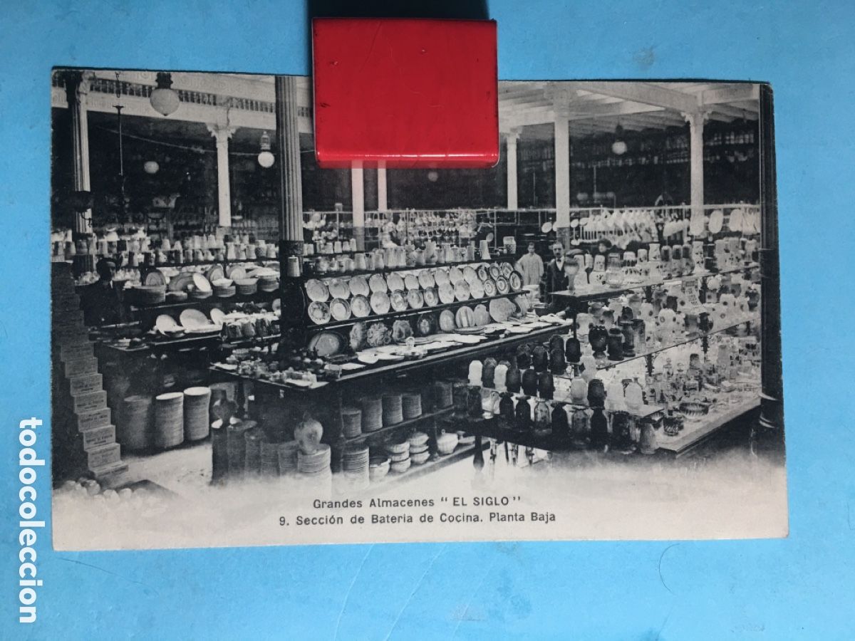 Postales: ANTIGUA B/N ESCRITA A MAESTRA LA JUNQUERA BCN GRANDES ALMACENES EL SIGLO 9 BATER&Iacute;A DE COCINA - A25