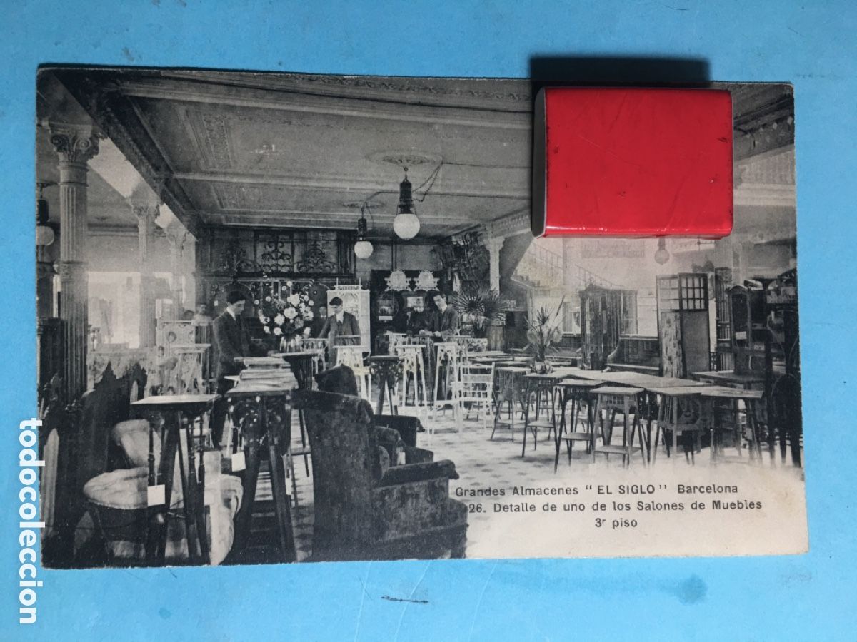 Postales: ANTIGUA B/N ESCRITA A PUIGCERD&Agrave; BCN GRANDES ALMACENES EL SIGLO 26 SALONES MUEBLES 3&ordm; PISO - A31