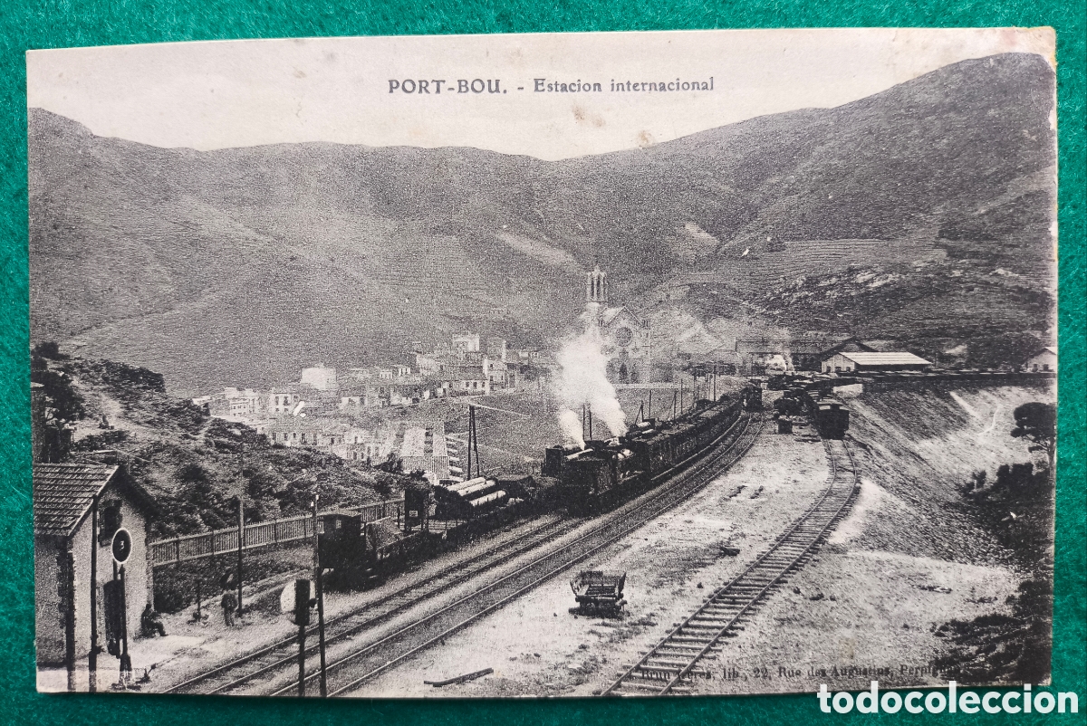 Postais: PORTBOU ESTACI&Oacute;N FERROCARRIL POSTAL ANIMADA FOTOTIPIA PORT-BOU ALT EMPORD&Agrave; GIRONA C. 1920