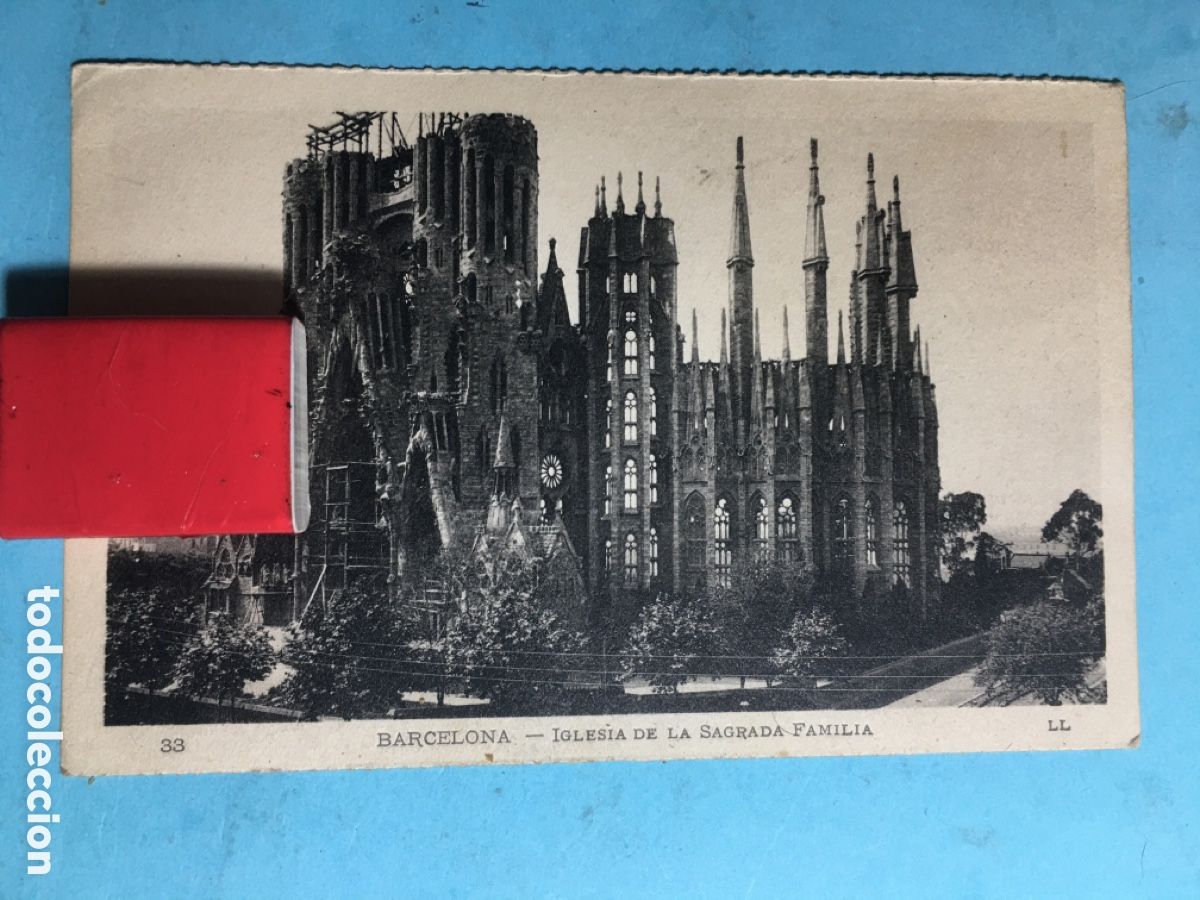 Postales: 191?/2? B/N ESCRITA A PUIGCERD&Aacute; 33 BARCELONA ANTIGUO ESTADO CONSTRUCCI&Oacute;N SAGRADA FAMILIA GAUD&Iacute; A41
