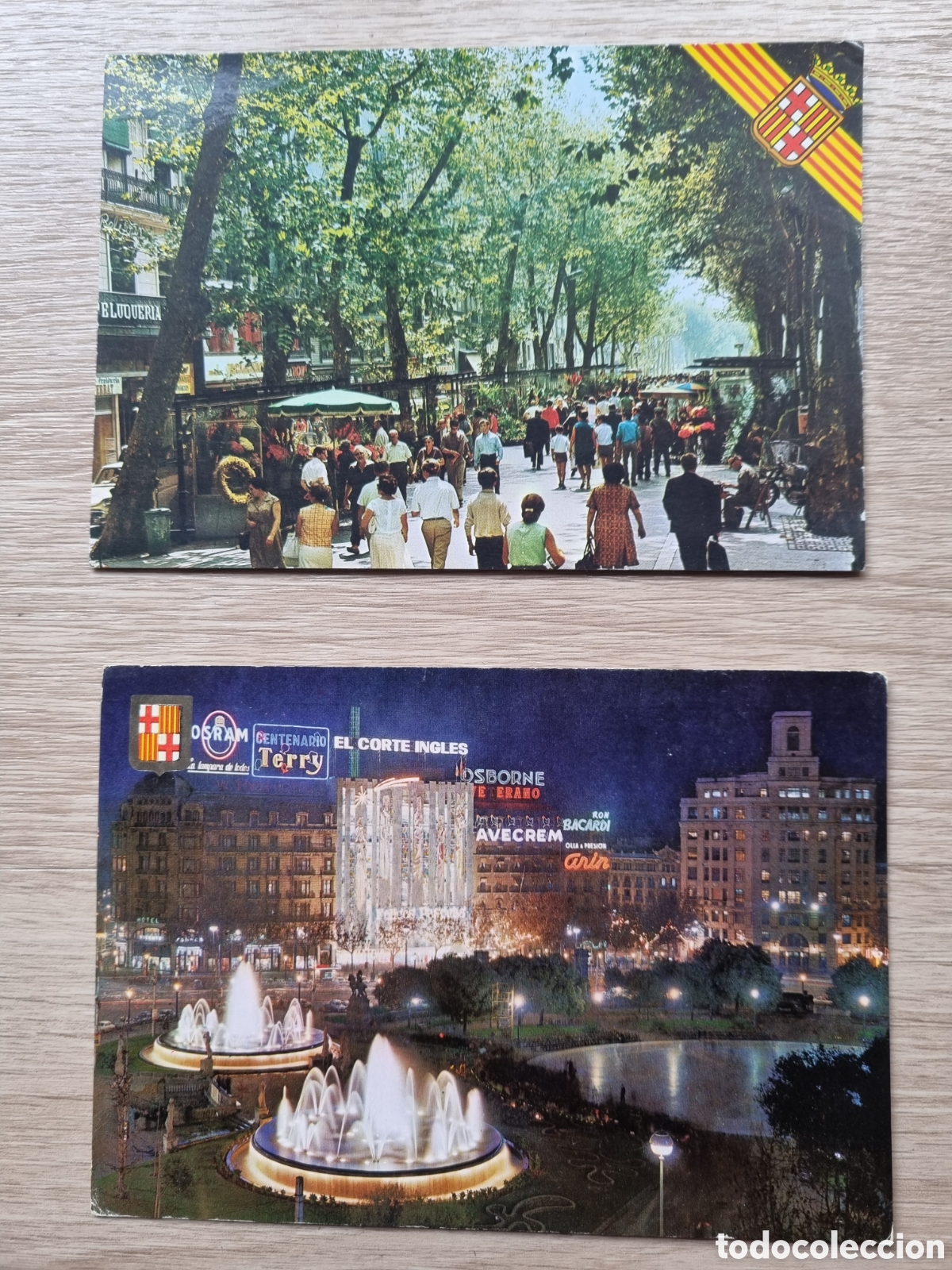 Postales: 2 Postales antiguas de Barcelona. Plaza de Catalu&ntilde;a y Las Ramblas. A&ntilde;os 1963 y 1970. Escritas .