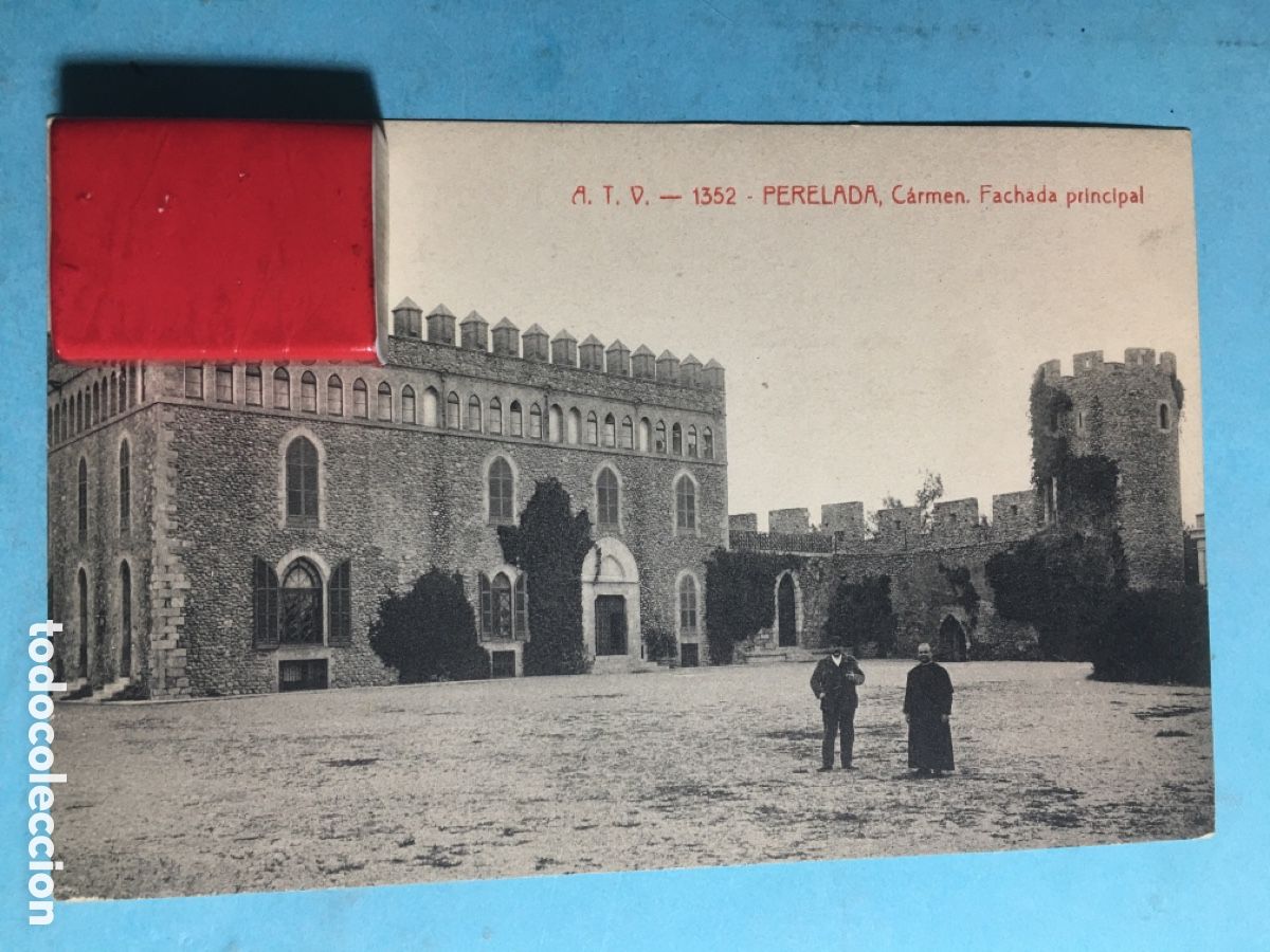Postales: ANTIGUA B/N S/C - A.T.V. 1352 - PERELADA, C&Aacute;RMEN FACHADA PRINCIPAL - TOLDR&Aacute; A88