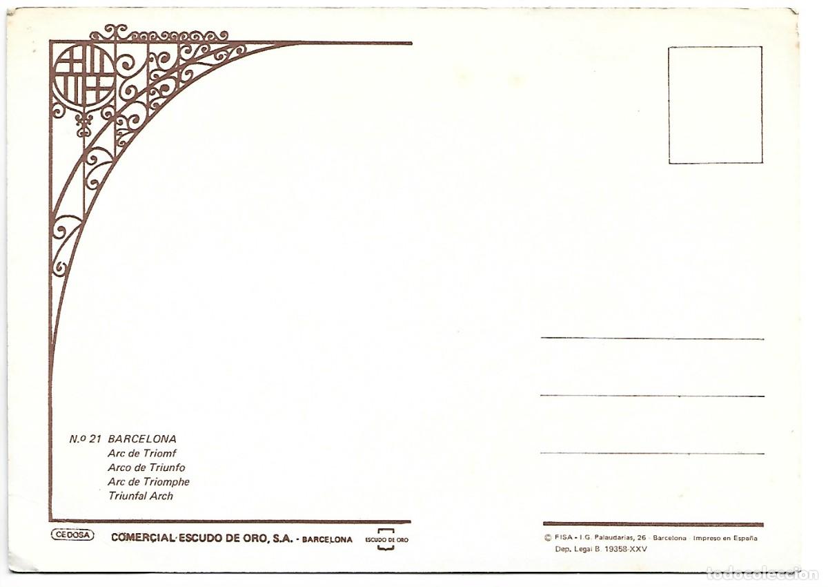Postales: ARC DE TRIOMF / TRIUNFAL ARCH.- BARCELONA - Foto 2