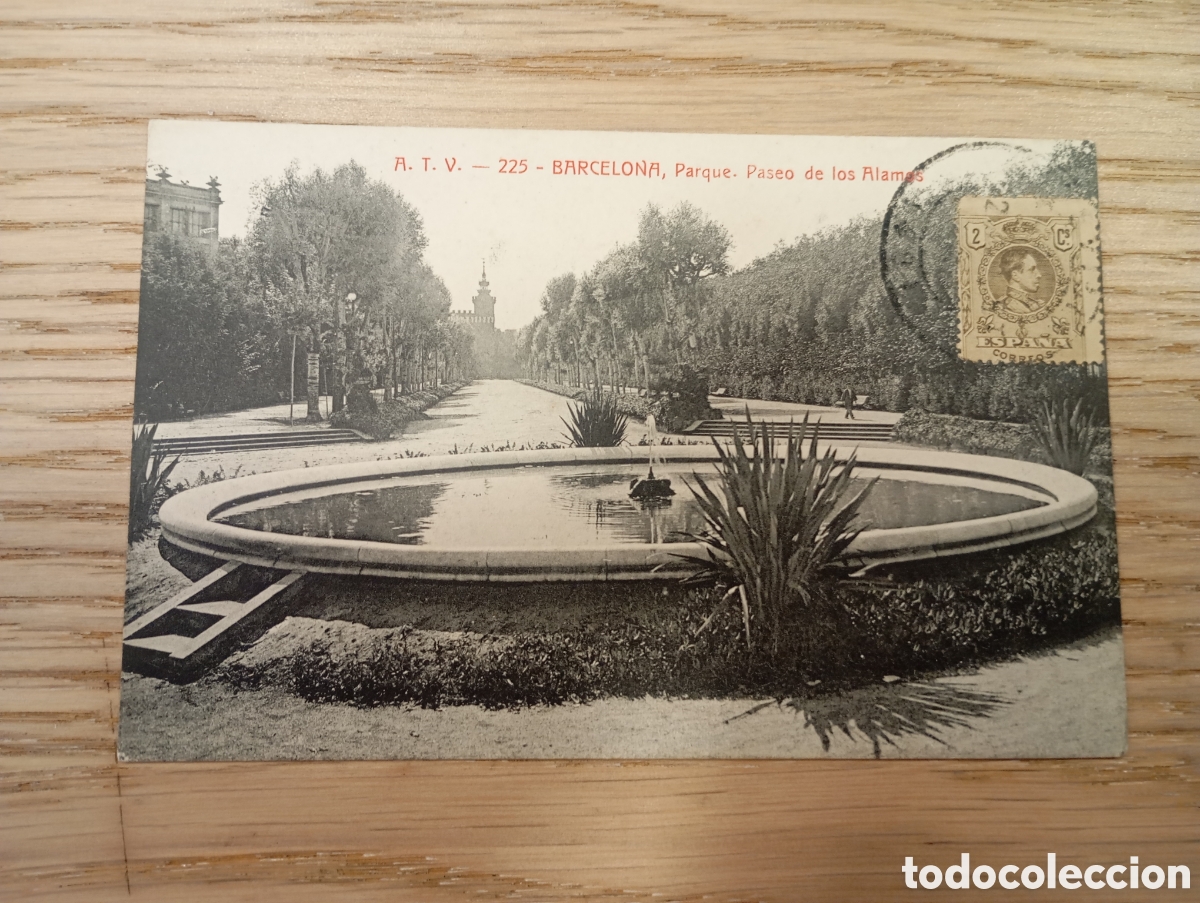 Postales: BARCELONA - PARQUE. PASEO DE LOS &Aacute;LAMOS - ED. &Aacute;NGEL TOLDR&Aacute; VIAZO